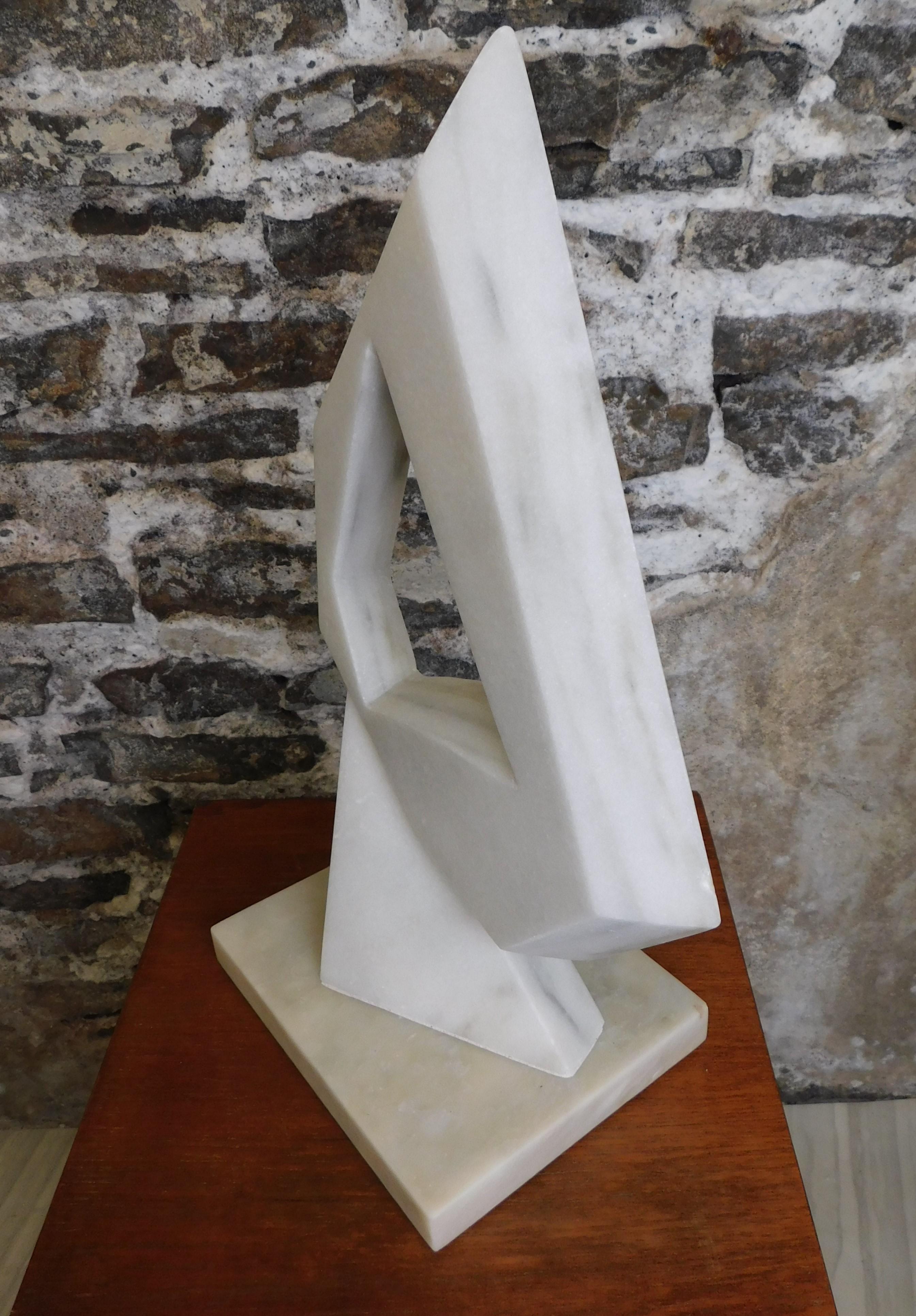 Czeslaw Budny Signed Modern Abstract Constructivist Marble Sculpture Base For Sale 1