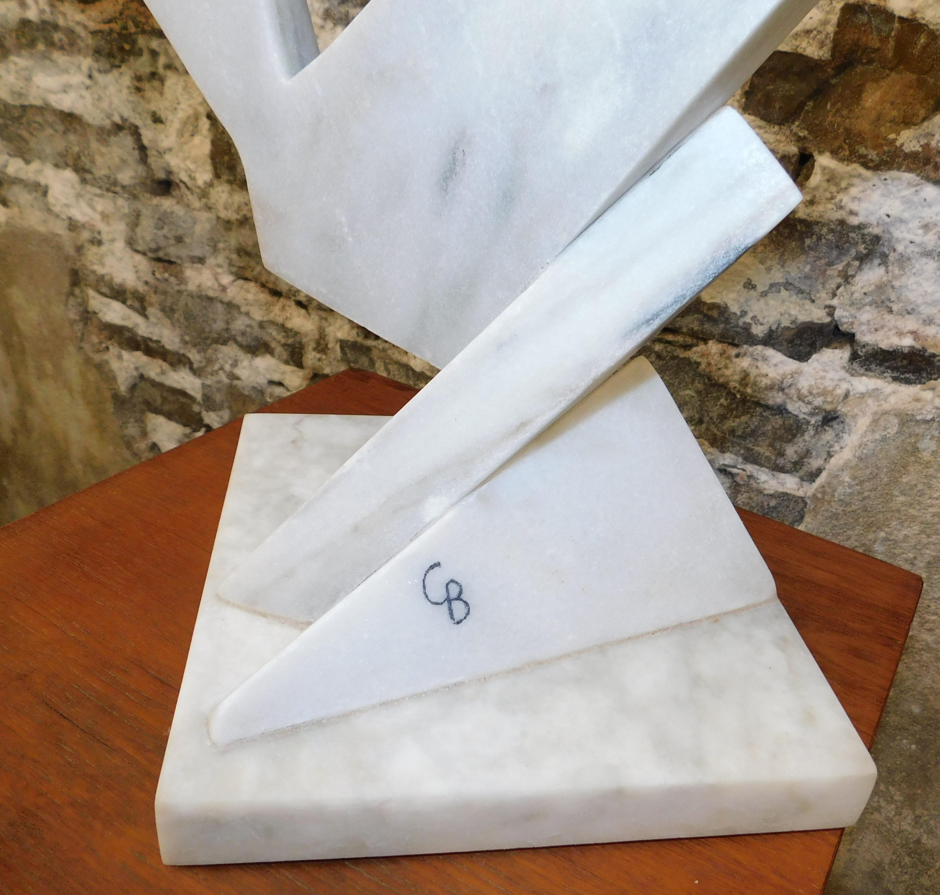 Czeslaw Budny Modern Abstract Constructivist Styled Marble Sculpture on Base 3