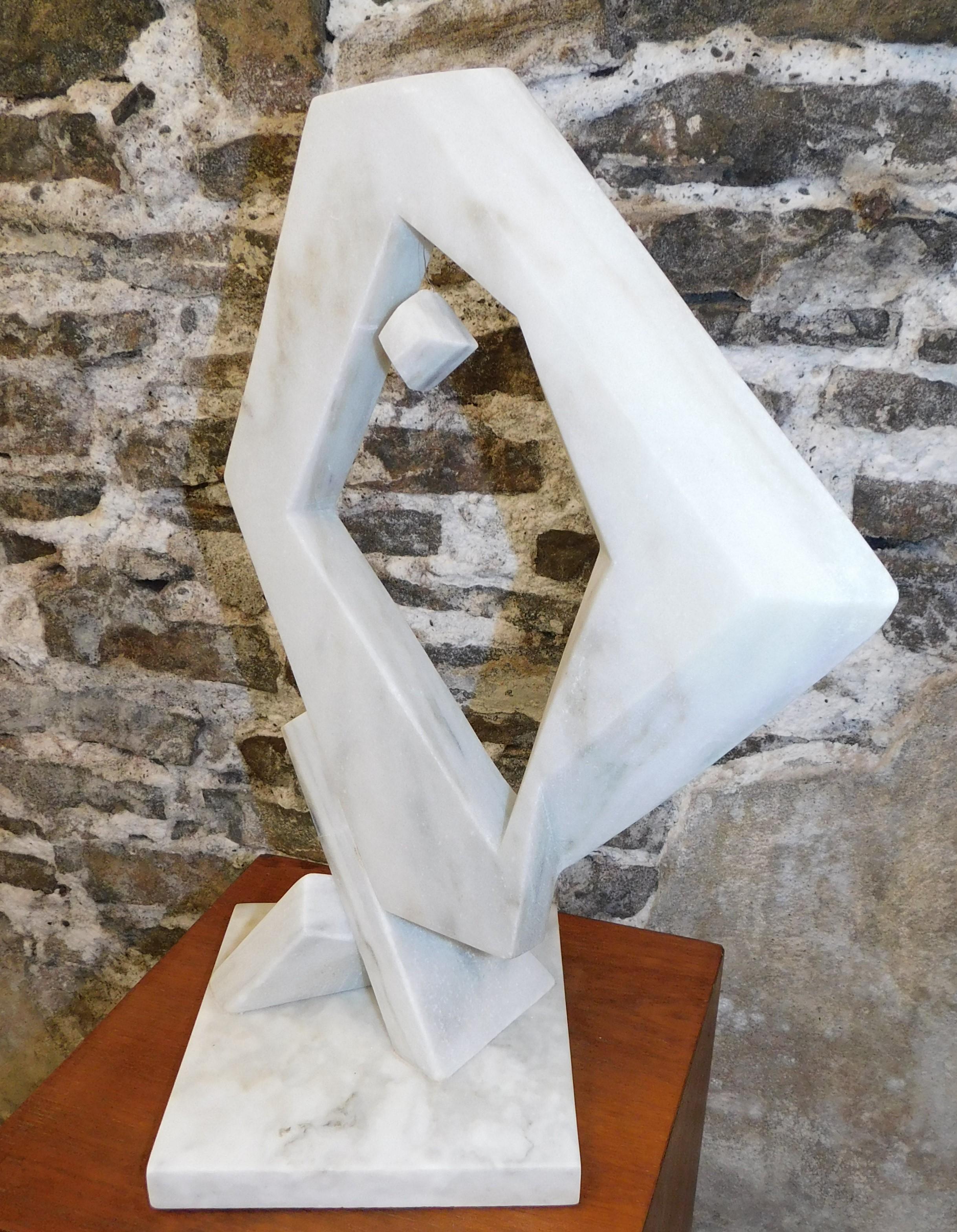 Mid-Century Modern Czeslaw Budny Modern Abstract Constructivist Styled Marble Sculpture on Base