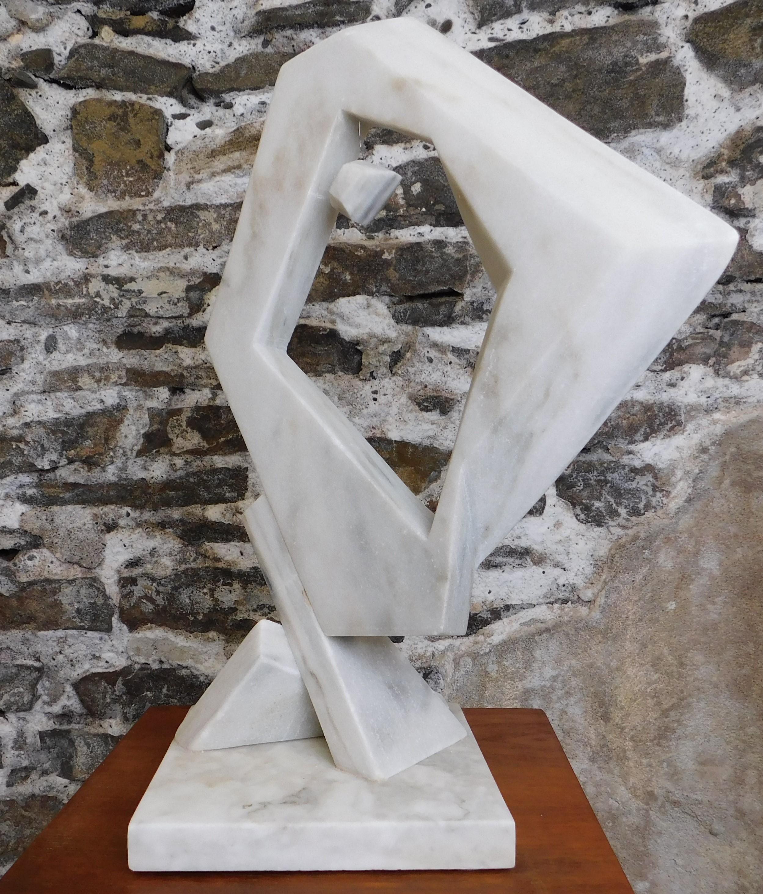 Czeslaw Budny Modern Abstract Constructivist Styled Marble Sculpture on Base 1