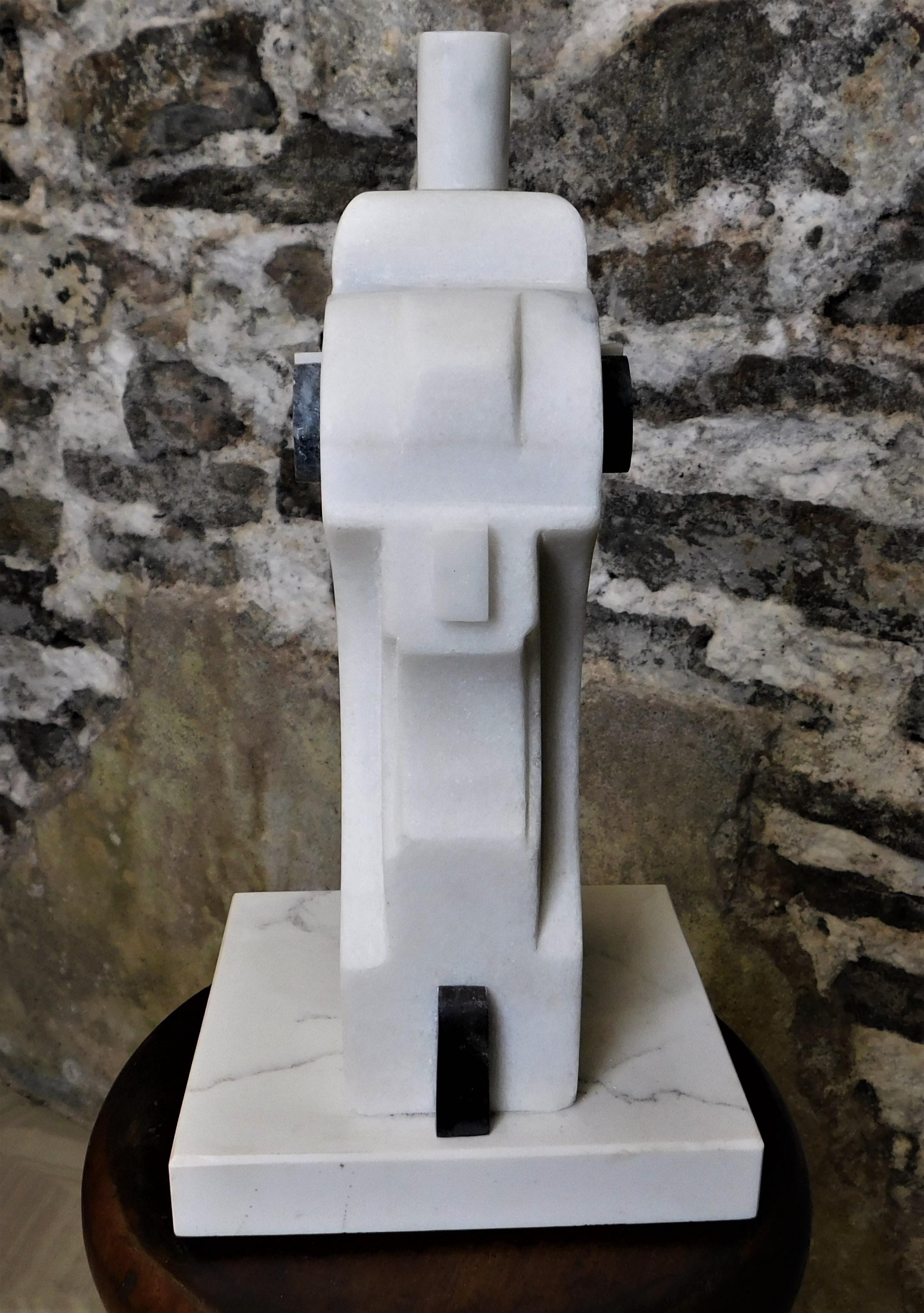 Hand-Crafted Czeslaw Budny Signed Modern Abstract Constructivist Marble Sculpture Base For Sale