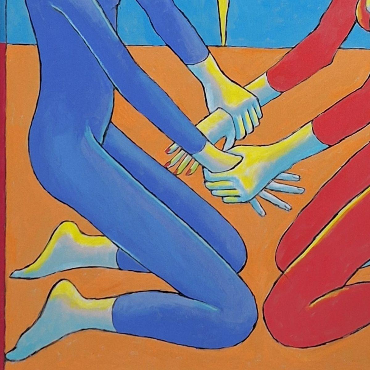 At Sunset - Figurative Acrylic Painting, Colorful, Polish Art im Angebot 2