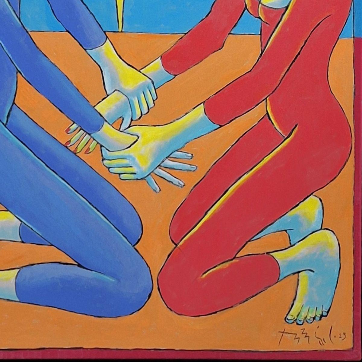 At Sunset - Figurative Acrylic Painting, Colorful, Polish Art im Angebot 4