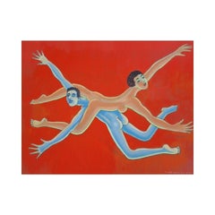 Searching for the other half - Figurative Acrylic Painting, Colorful, Polish Art