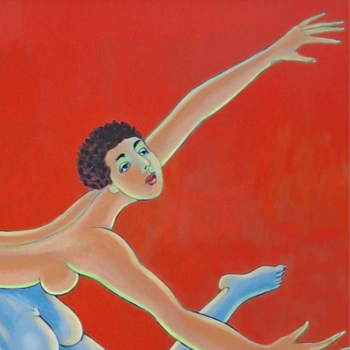 Searching for the other half - Figurative Acrylic Painting, Colorful, Polish Art im Angebot 1