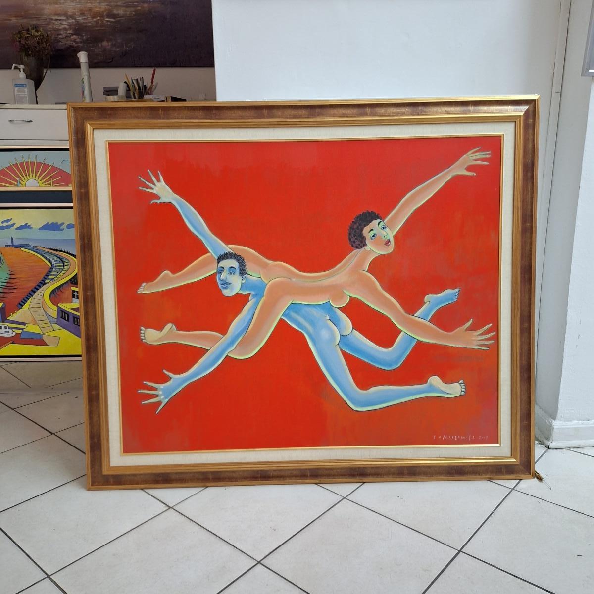 Searching for the other half - Figurative Acrylic Painting, Colorful, Polish Art im Angebot 5