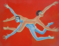 Searching for the other half - Figurative Acrylic Painting, Colorful, Polish Art