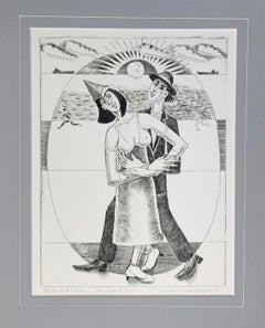 A pendulum - Figurative Etching Print Monochromatic Surreal Black & white