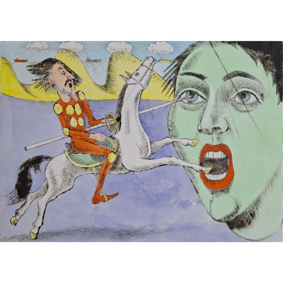 Subject for this artwork comes from Miguel de Cervantes' book.

CZESLAW TUMIELEWICZ (b. 1942)
In 1968, he studied at the Architecture faculty of Gdank, before continuing his course at the Technical University in the same city, and then he taught