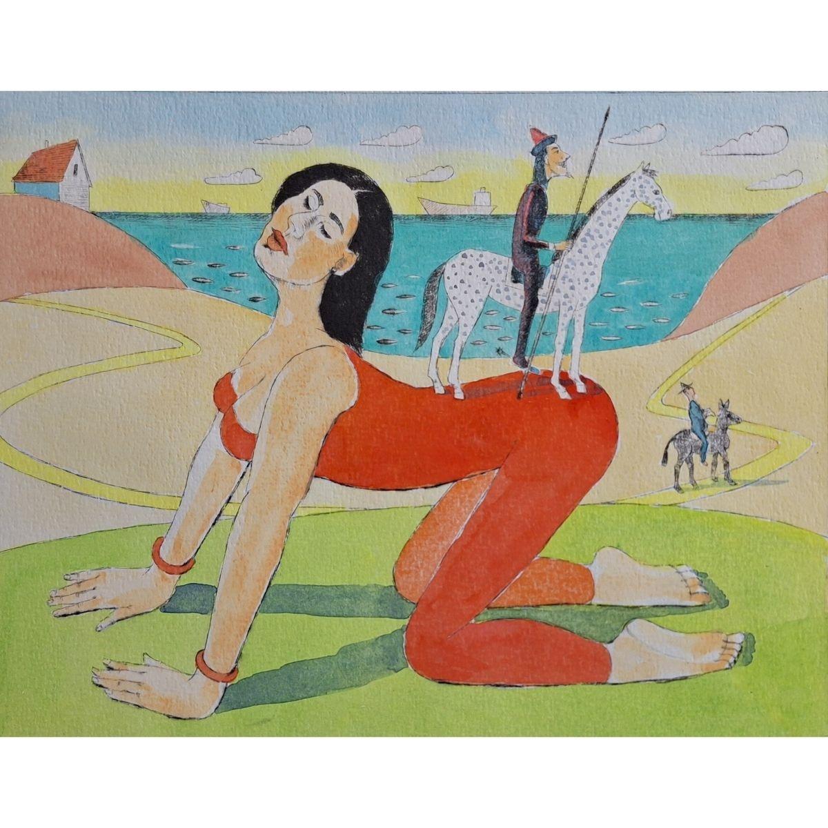 Subject for this artwork comes from Miguel de Cervantes' book. The print comes from edition limited to 5.

CZESLAW TUMIELEWICZ (b. 1942)
In 1968, he studied at the Architecture faculty of Gdank, before continuing his course at the Technical