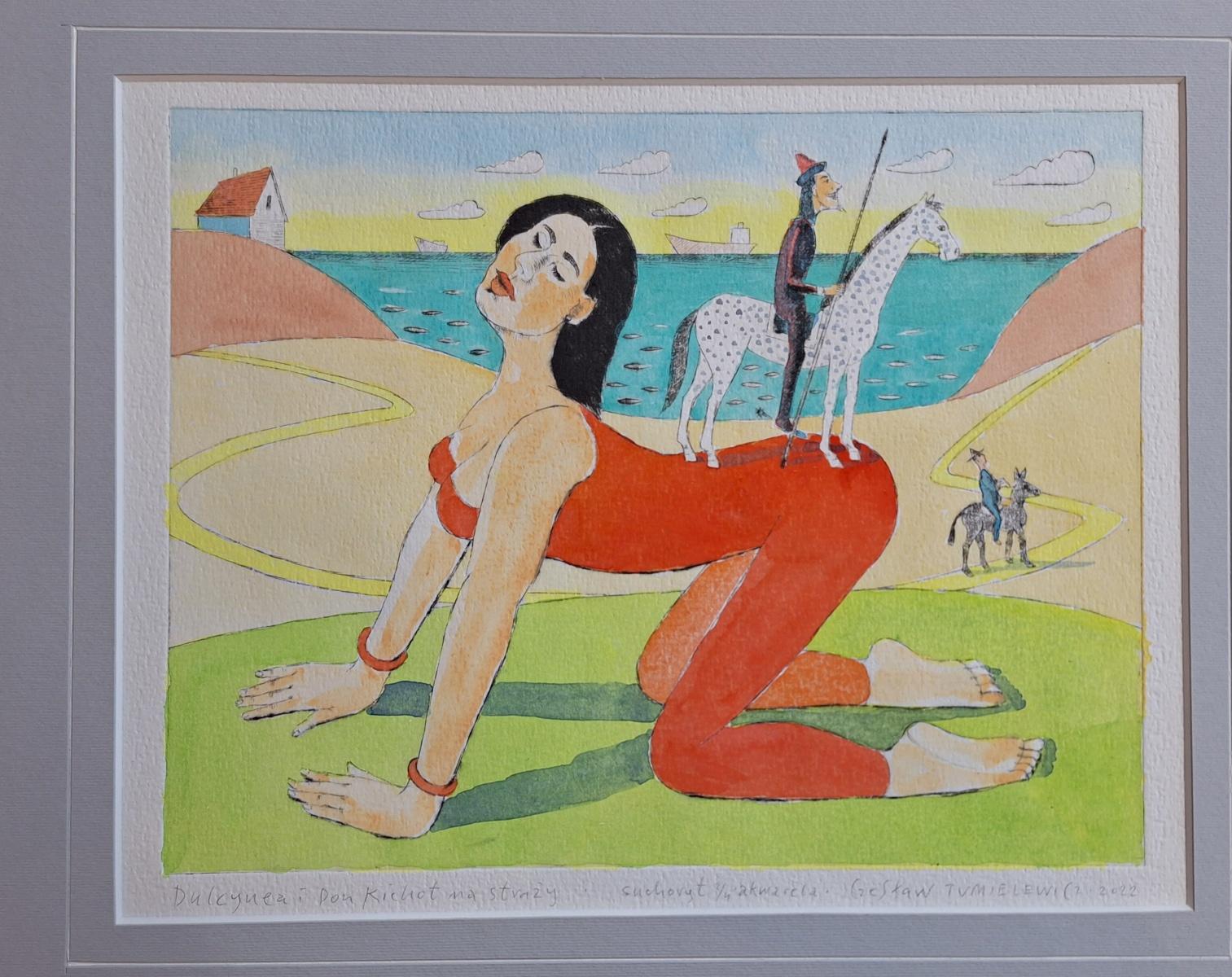 Dulcinea - Figurative Drypoint Print, Colorful, Polish Art For Sale 5