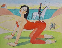 Dulcinea - Figurative Drypoint Print, Colorful, Polish Art