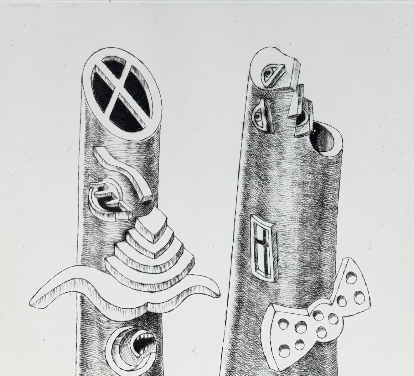 Rey y reina - Grabado al aguafuerte figurativo Monocromático Surrealista Blanco y negro - Print Contemporáneo de Czeslaw Tumielewicz