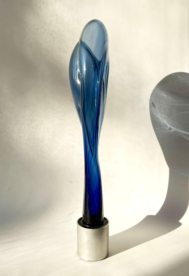 Mid-Century Modern D. A. Johnson Michigan Abstract Modernist Hand Blown Glass Sculpture For Sale