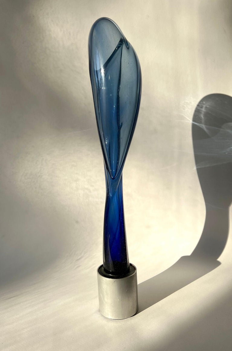 American D. A. Johnson Michigan Abstract Modernist Hand Blown Glass Sculpture For Sale
