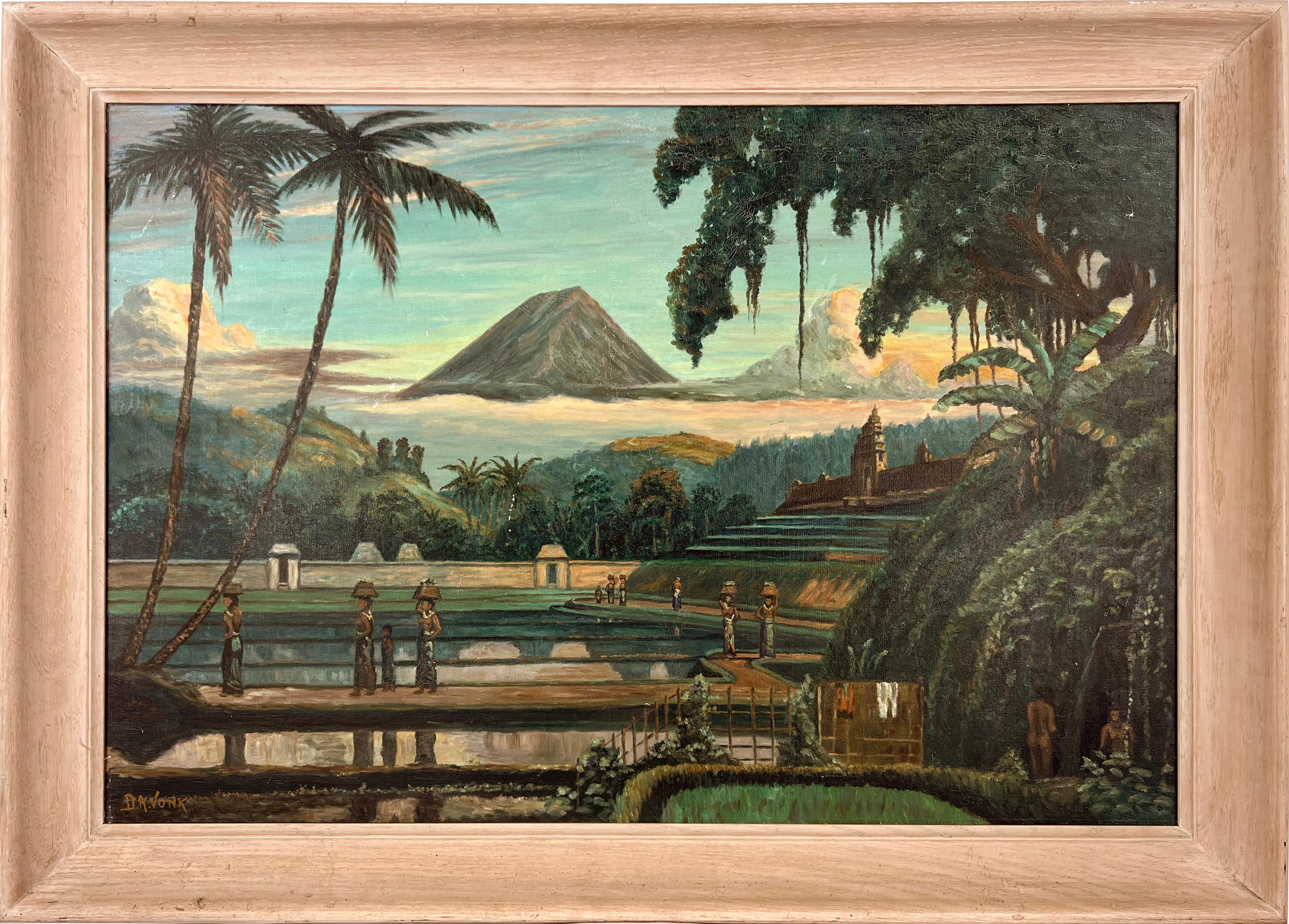 Figurative Painting D. A. Vonk - Mount Sumbing ou Gunung Sumbing, un volcan actif au centre de la Java, en Indonésie