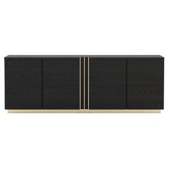 21st-century wooden sideboard with metallic details (made to order)