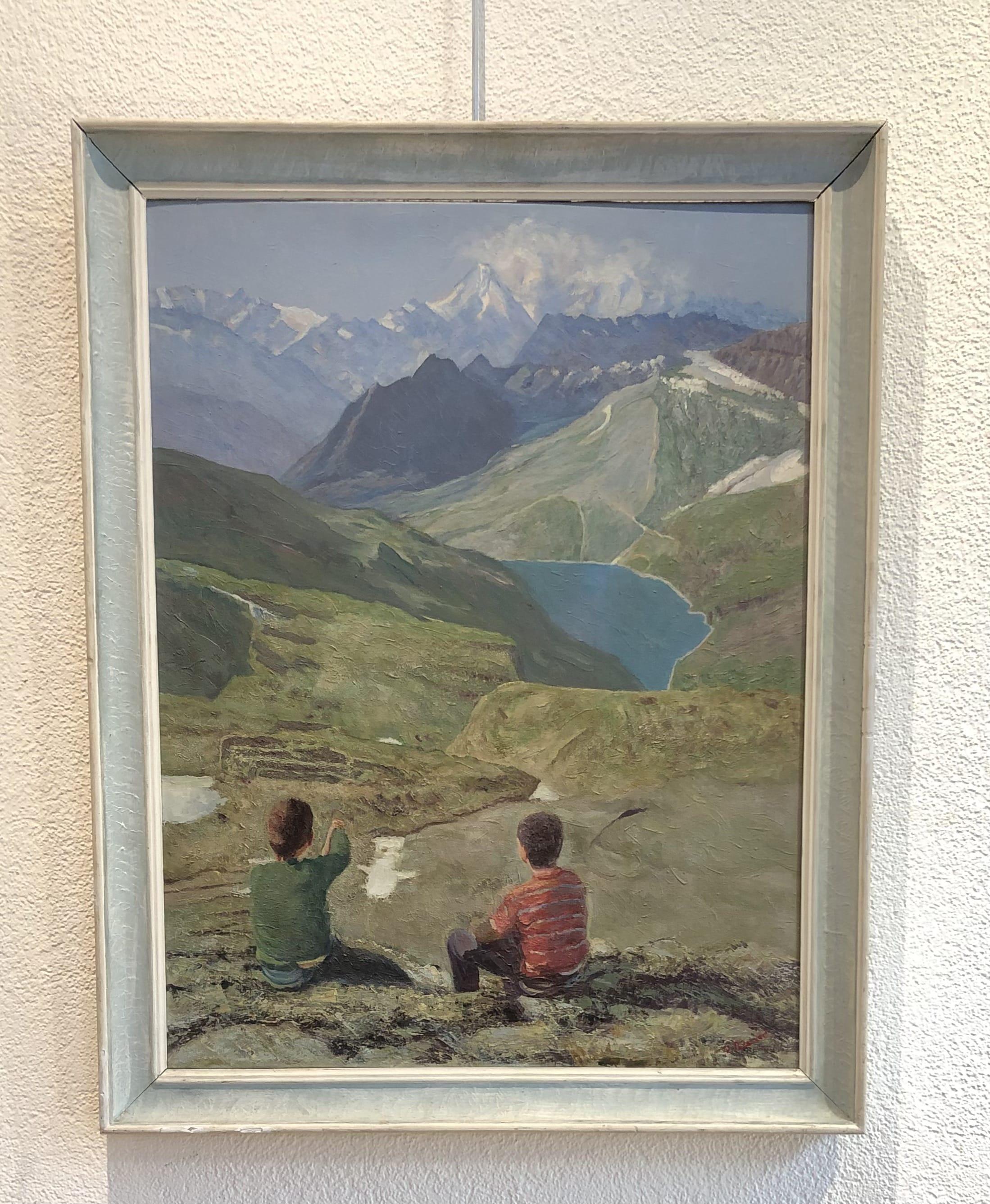 Am Fuße des Sallière-Turms, des Lac de Barberine und des Mont-Blanc-Massivs – Painting von D. Bédard