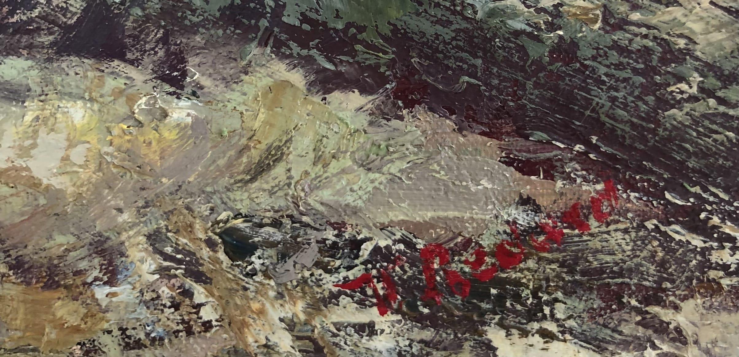 Am Fuße des Sallière-Turms, des Lac de Barberine und des Mont-Blanc-Massivs (Französische Schule), Painting, von D. Bédard
