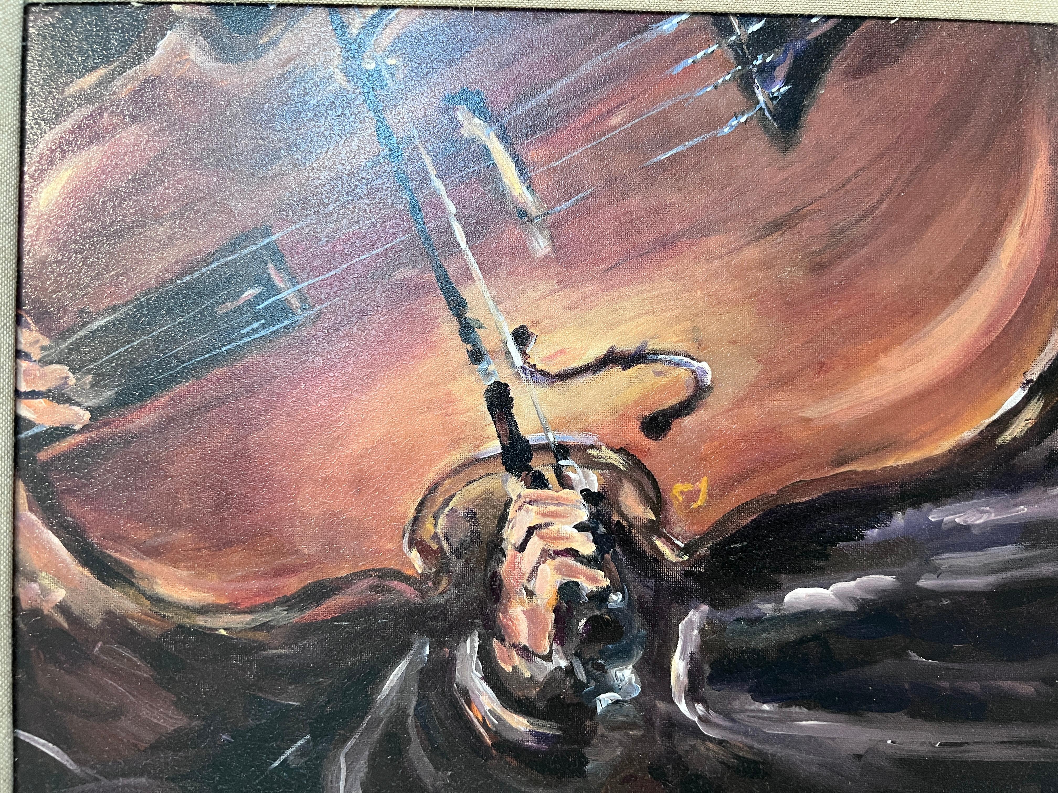 Ausdrucksstarkes Original Ölgemälde - Kontrabassist von D. Boucher Smith, gerahmt im Angebot 2