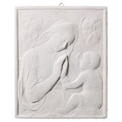 D. Brucciani (1815 - 1880) Vierge & Child Plaque de plâtre en relief