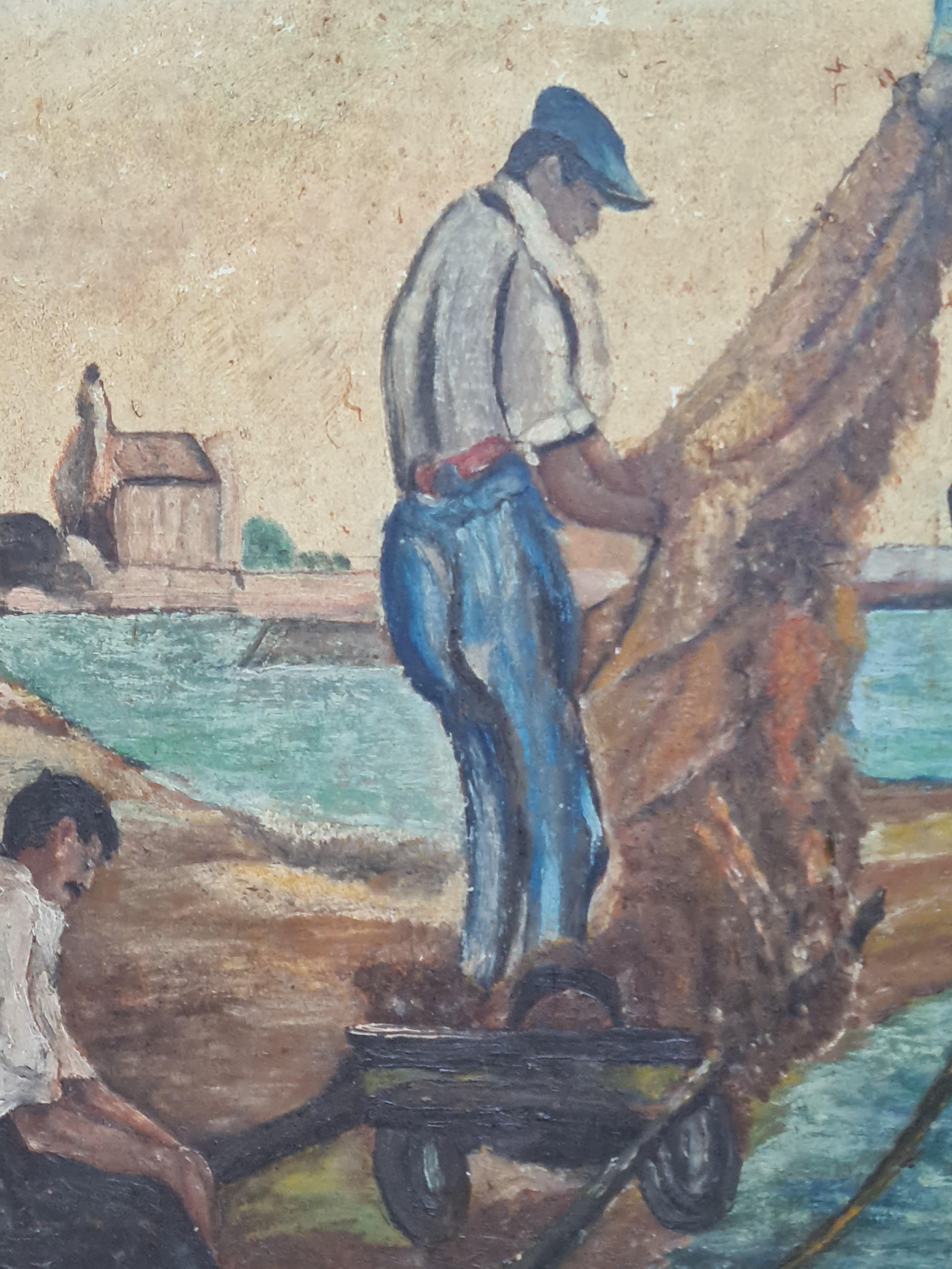 Collioure, Home of the Fauvists, Fisherman at Their Nets For Sale 5