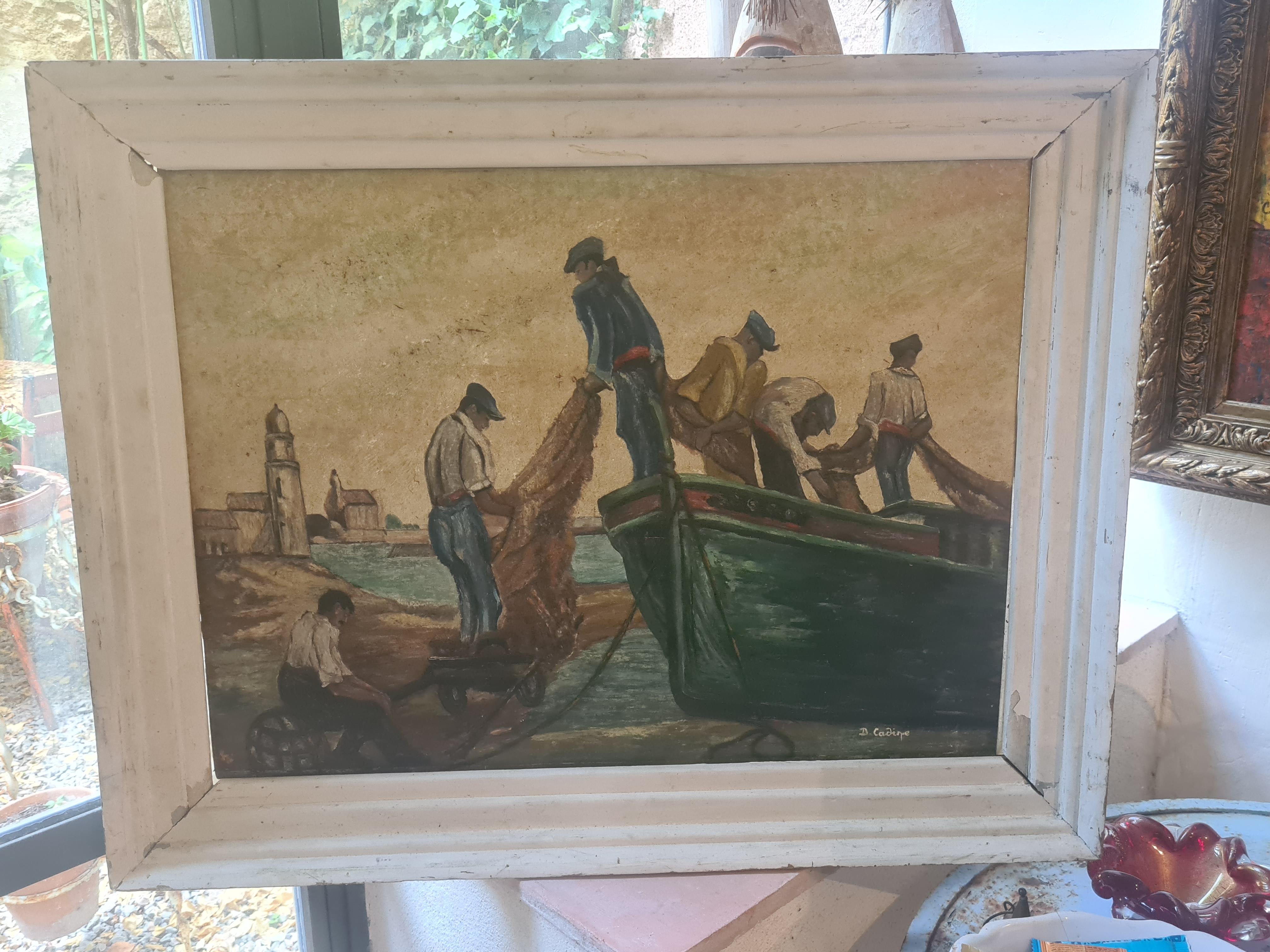 Collioure, Home of the Fauvists, Fisherman at Their Nets For Sale 8