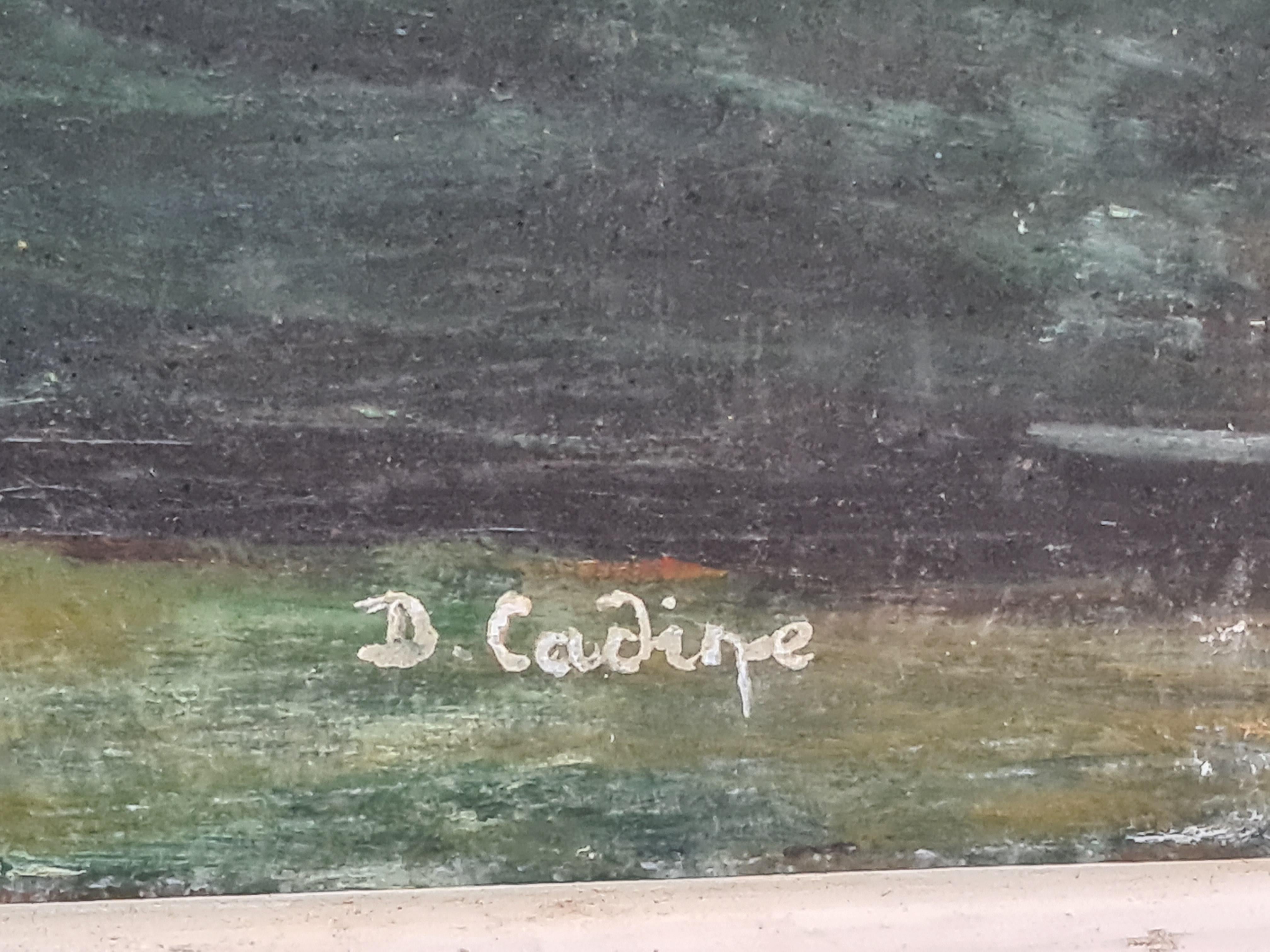 Collioure, Home of the Fauvists, Fisherman at Their Nets - Modern Painting by D Cadine