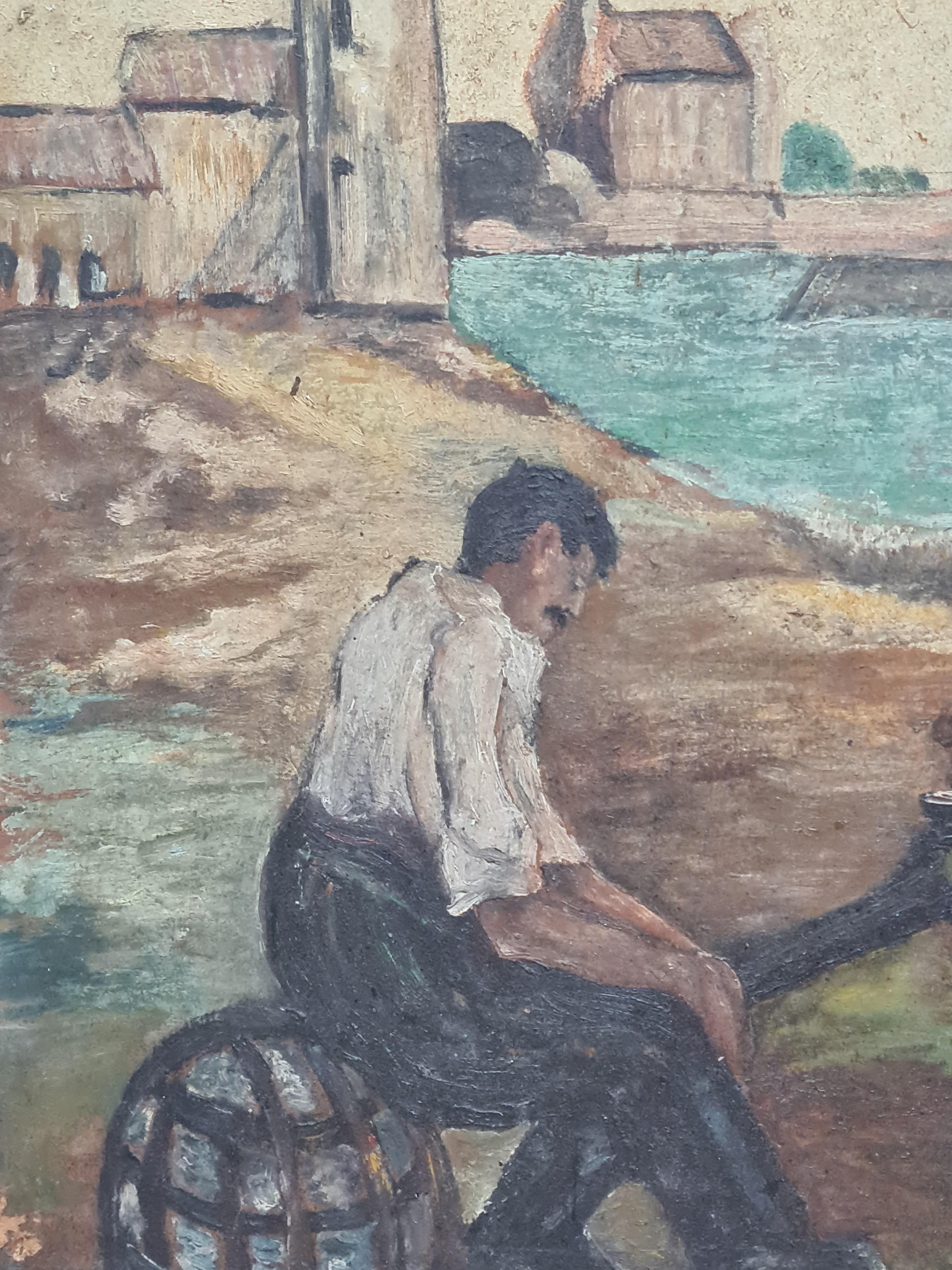 Collioure, Home of the Fauvists, Fisherman at Their Nets For Sale 1
