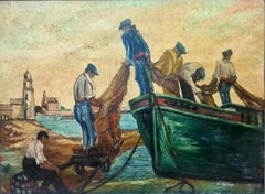 Antique Collioure, Home of the Fauvists, Fisherman at Their Nets