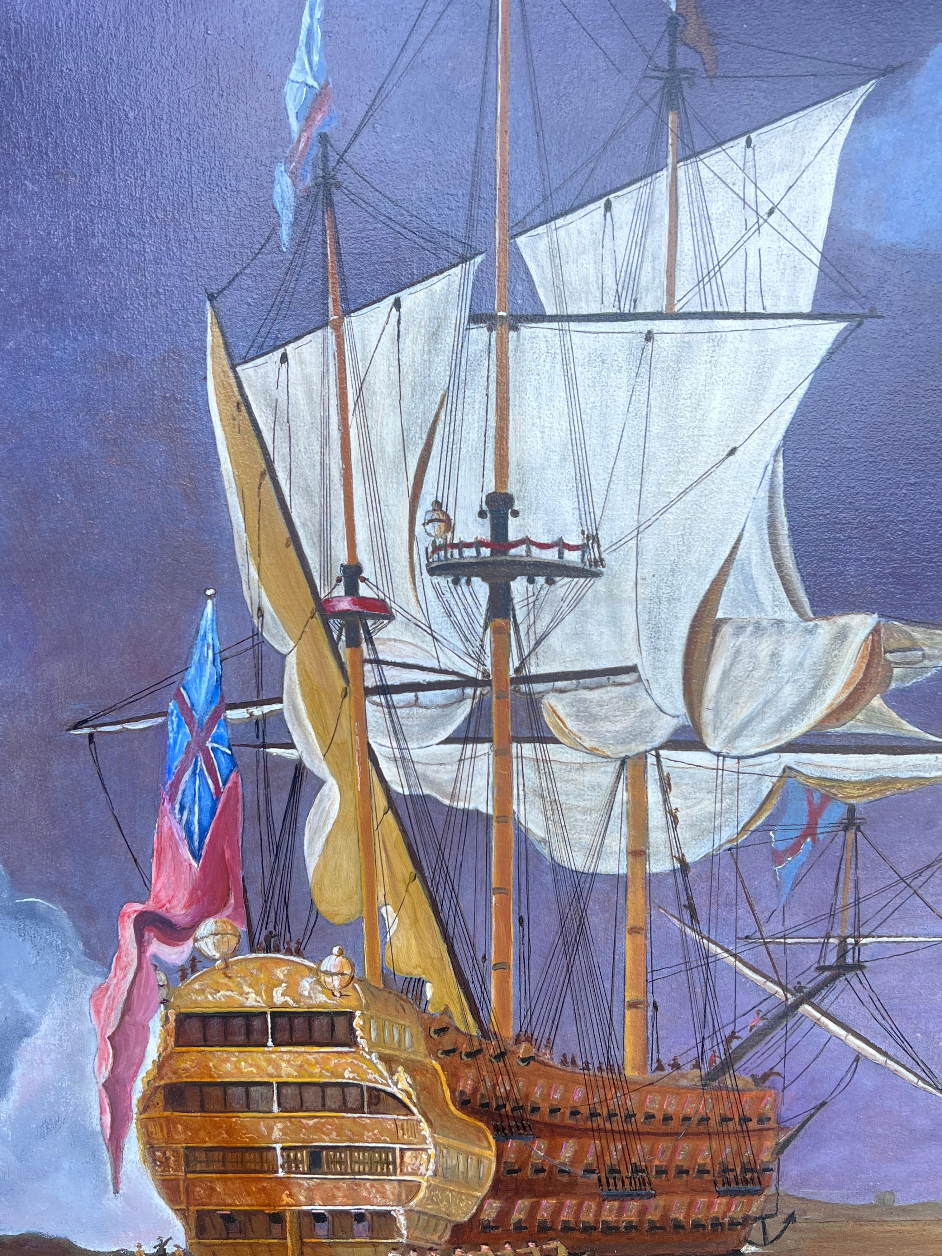 Enorme dipinto ad olio della Royal Sovereign, nave da guerra storica della marina britannica in vendita 2