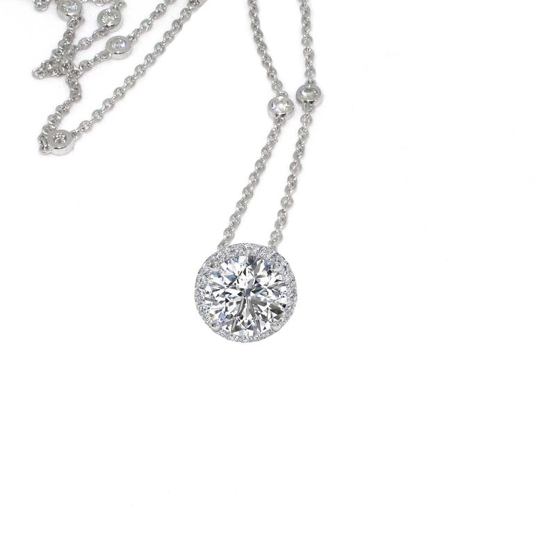 Round Cut D Color Internally Flawless (D-IF) 3.02 Carat Diamond Pendant, GIA Certified For Sale