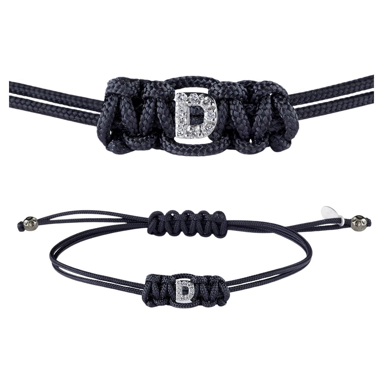 D - Pulsera Personalizable con Letra / Nombre en Oro Blanco y Diamantes Blancos de Regalo