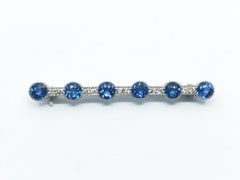 D. D. Brokaw & Son Montana Sapphire, Diamond and Platinum Bar Brooch, Circa 1910