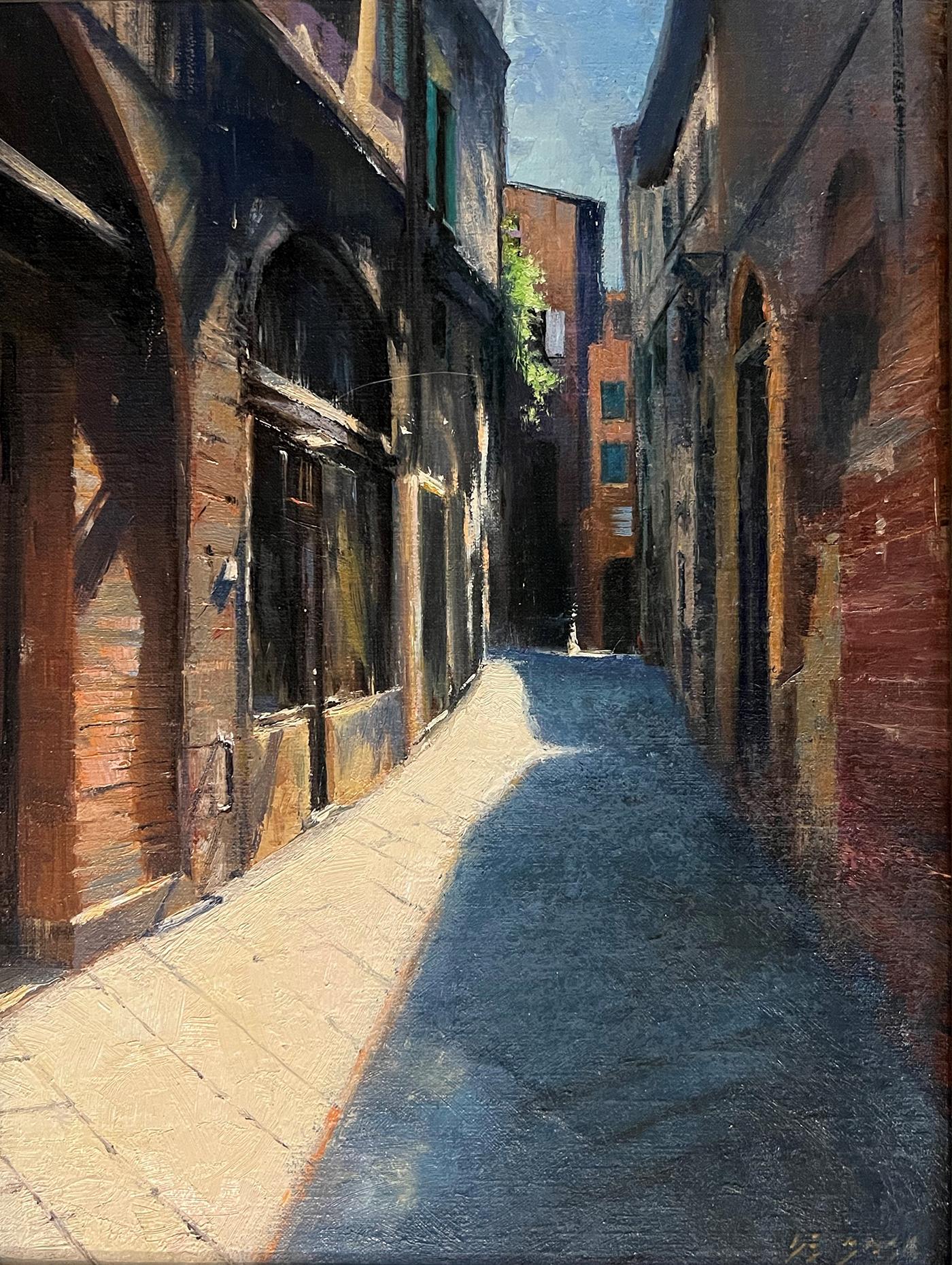 D, Eleinne Basa Landscape Painting - D. Eleinne Basa "Side Street Shadows (Italy)"