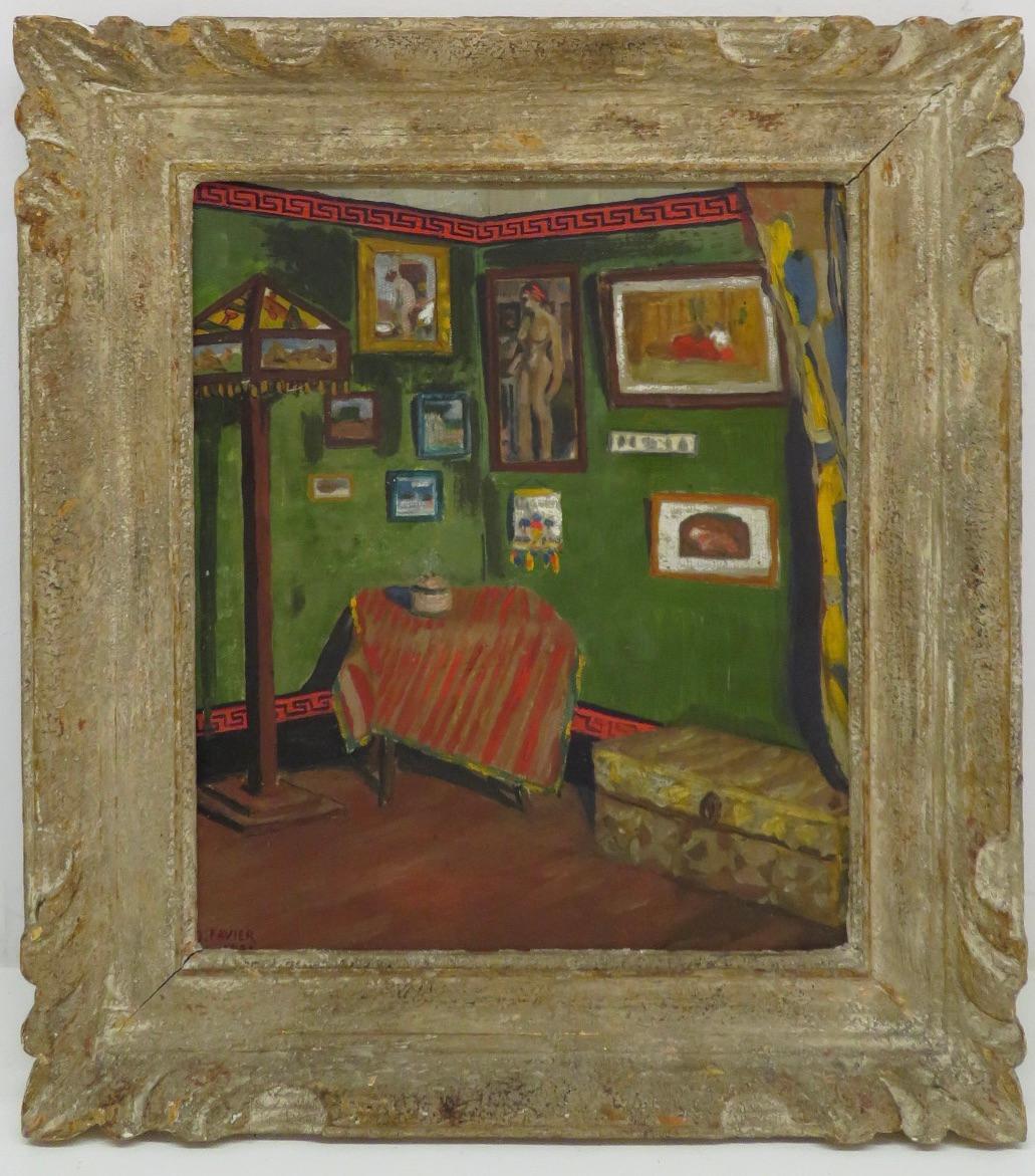 D Favier Interior Painting – 1920er Jahre BEAUTIFUL FRENCH Interior Study D.Favier ORIGINAL OIL PAINTING