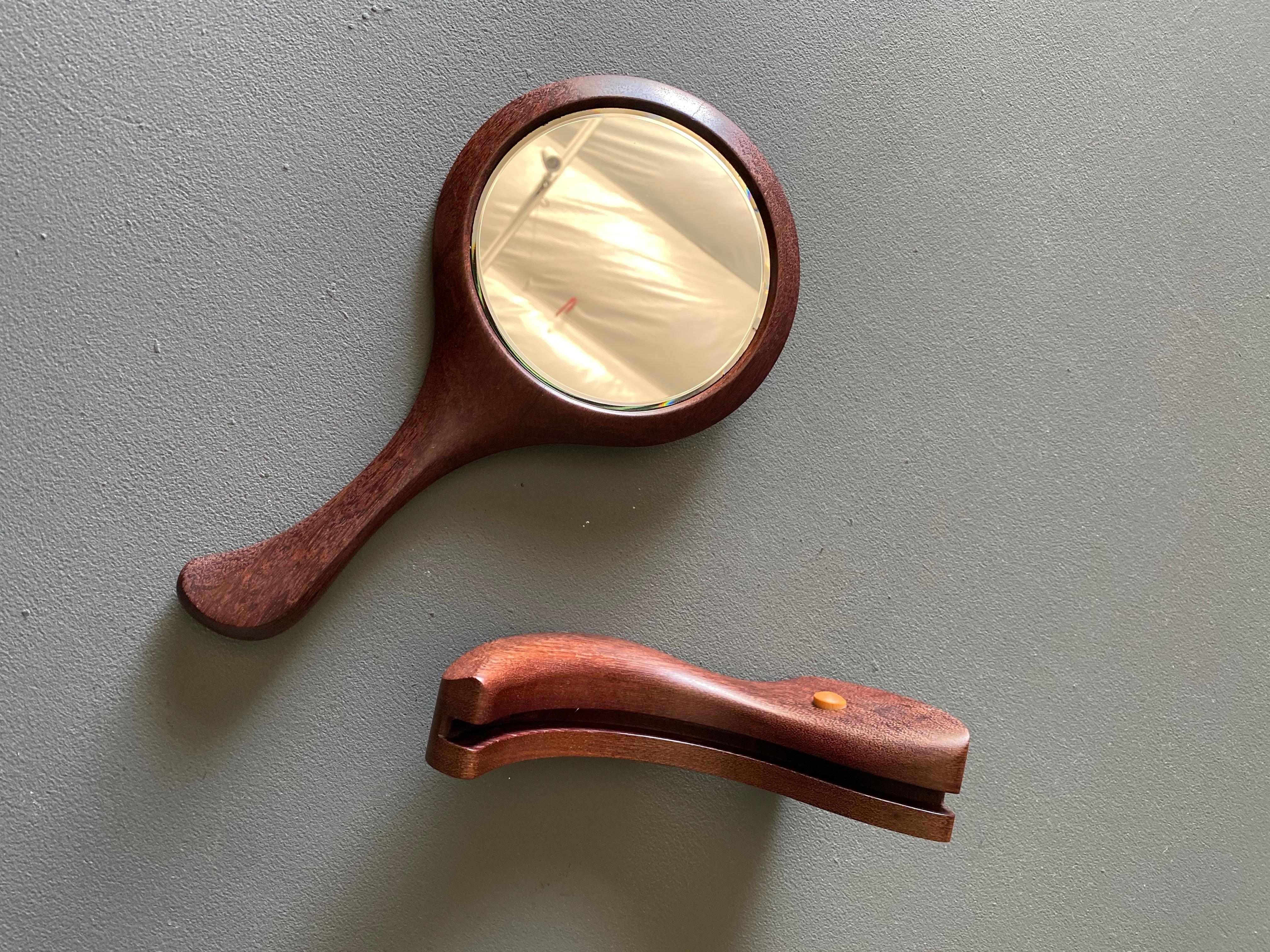 D. French Studio Crafted Hand Held Mirror w/ Stand 1996 For Sale 2