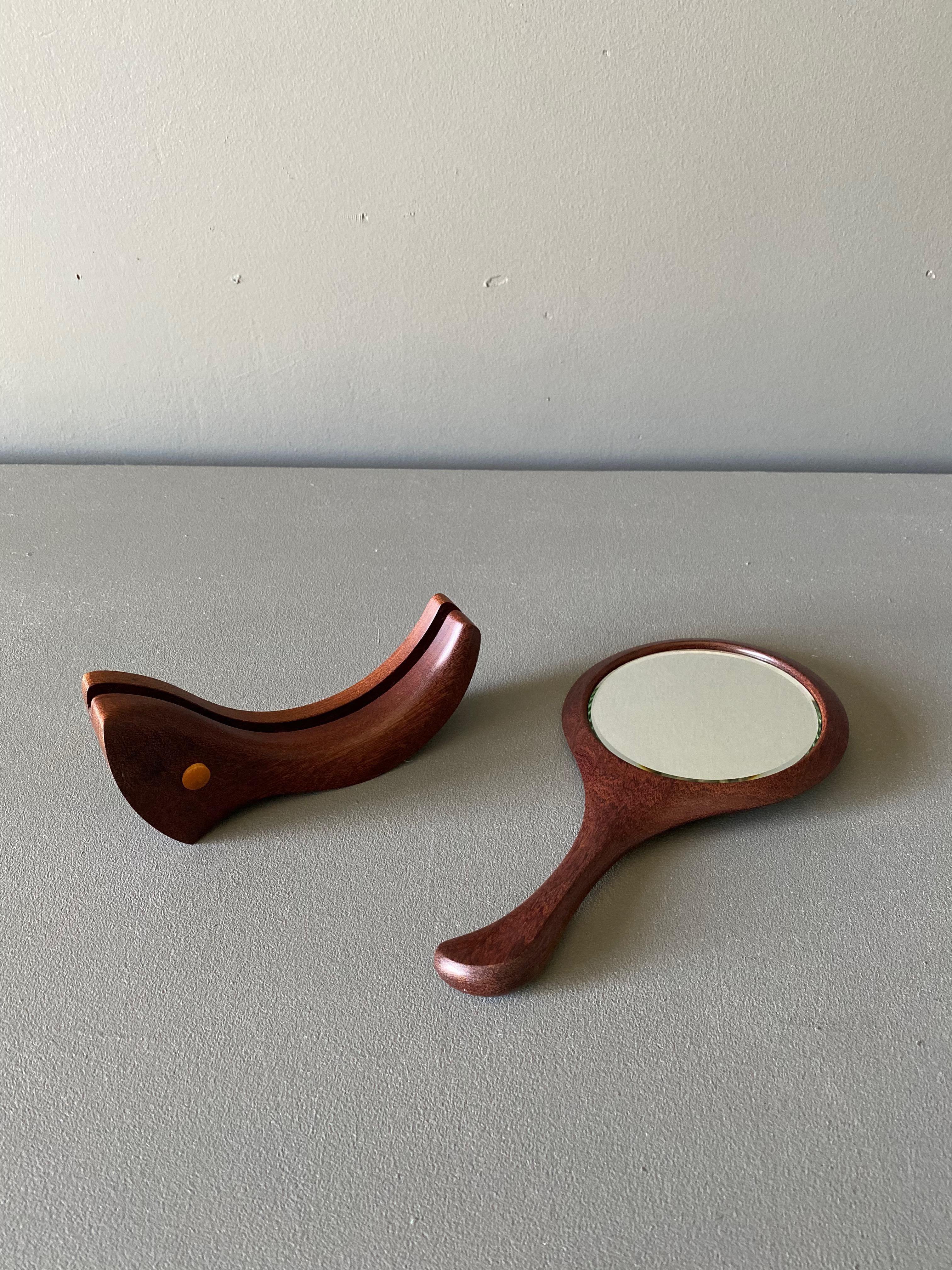 D. French Studio Crafted Hand Held Mirror w/ Stand 1996 For Sale 4