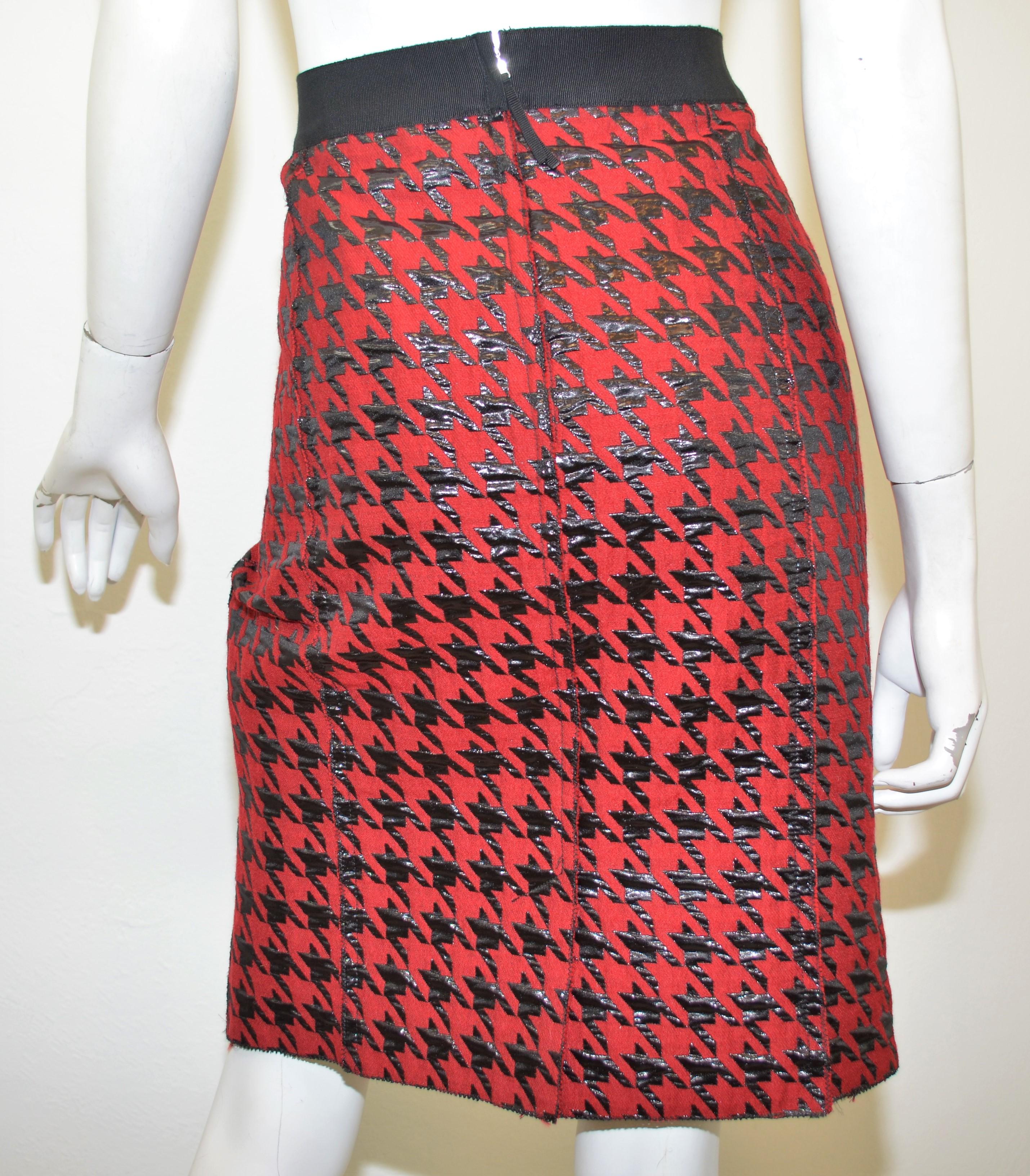 Brown D & G Red Houndstooth Skirt