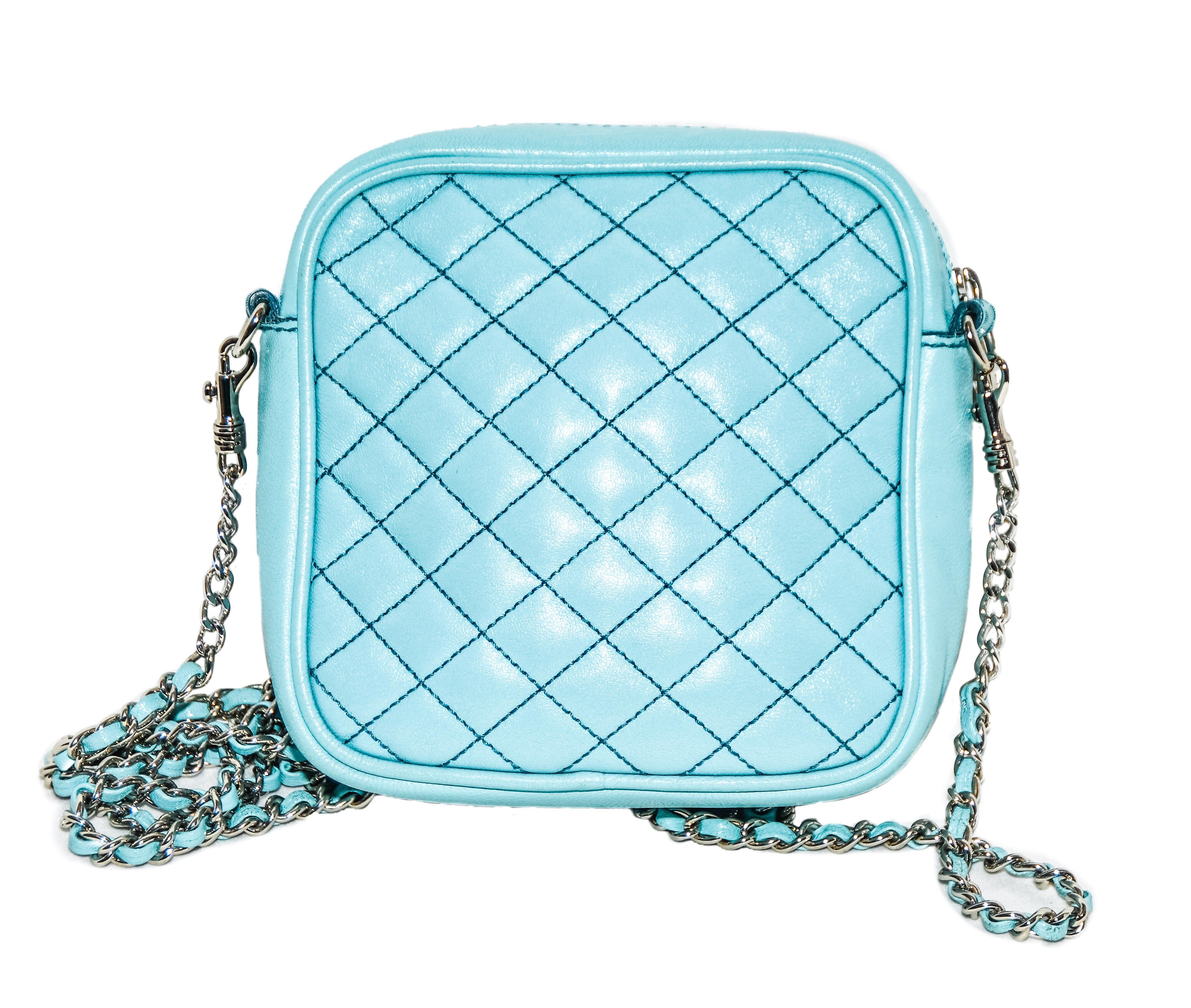 Blue D & G Turquoise Lily Glam Quilted Cross Body Bag For Sale