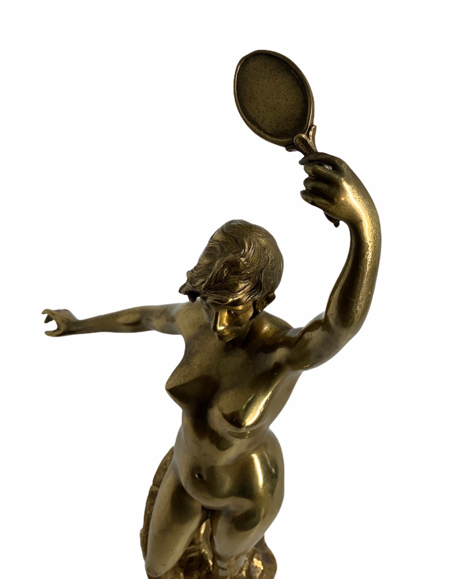 Bronzed D. Grisard Bronze Sculpture of a Nude Lady For Sale