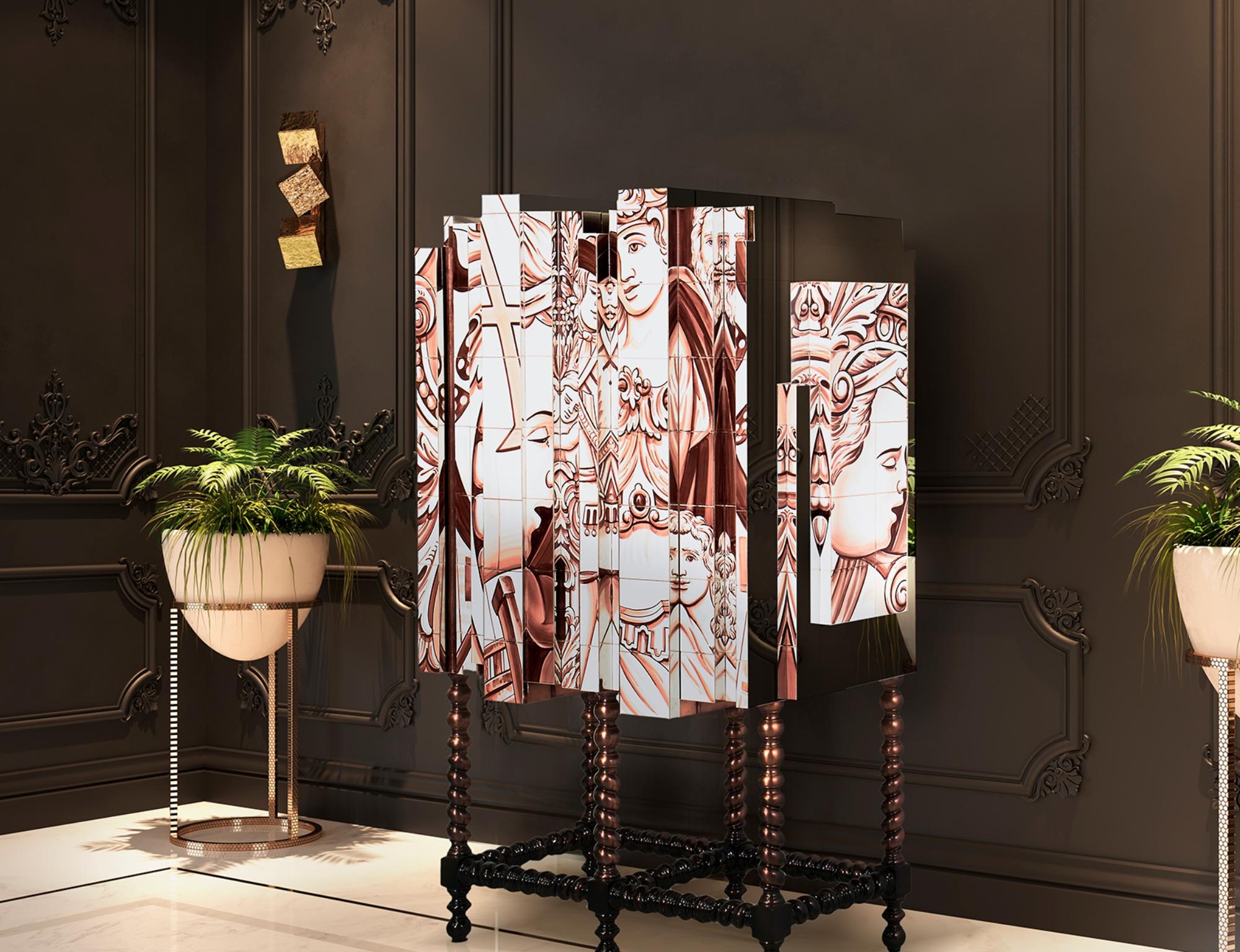 Meuble de rangement D. Heritage, carreaux peints à la main, bois et acajou - Boca do Lobo en vente 2