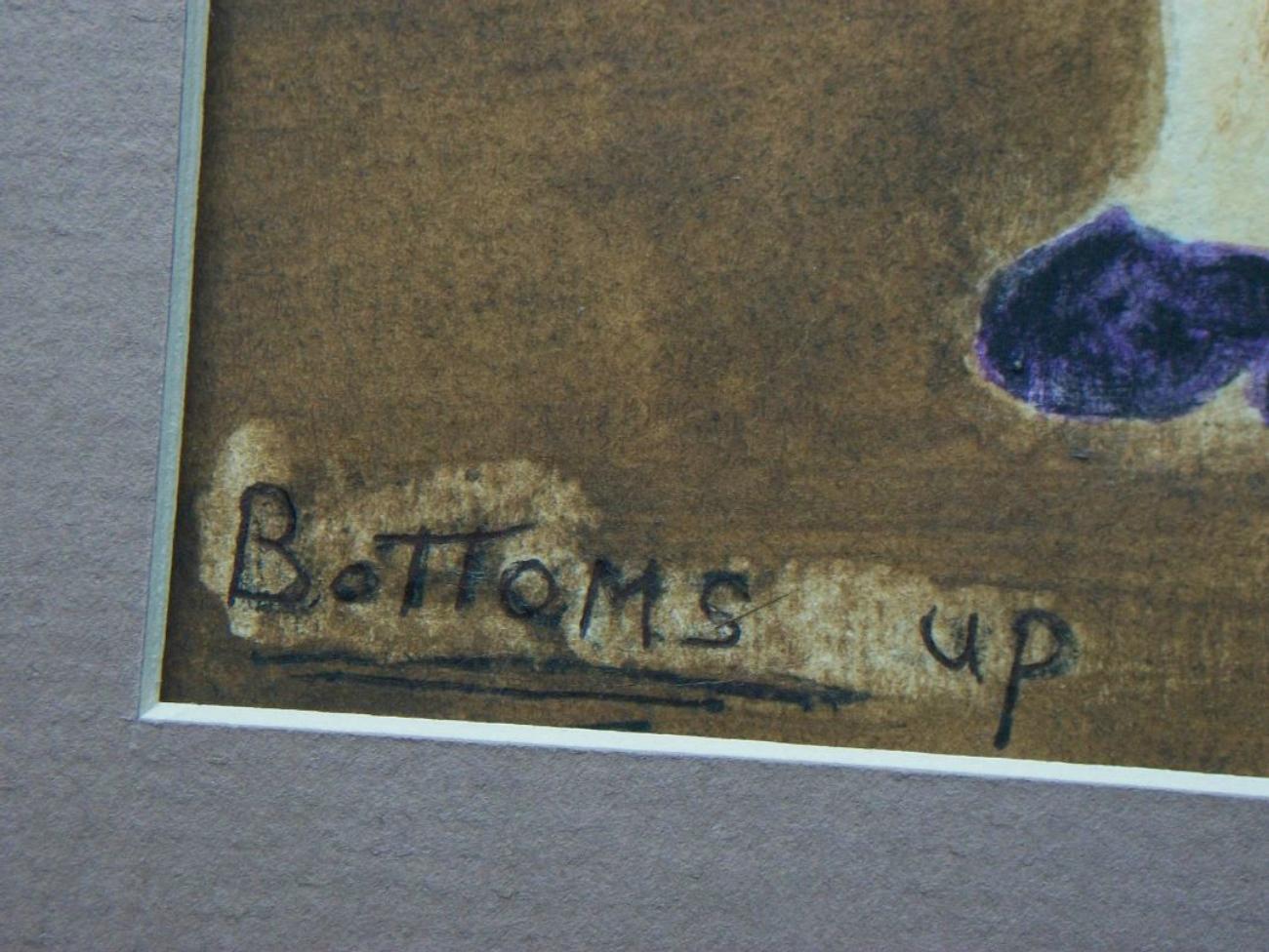 Pittura D. HOUSE - 'Bottoms Up' - Acquerello e grafite colorata - Canada - Fine XX secolo. in vendita