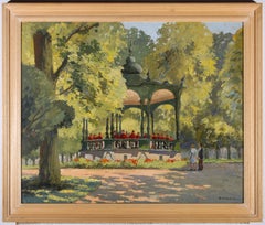 Vintage D.W. Burley (1901-1990) - Signed Mid 20th Century Oil, The Bandstand