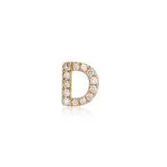 D Initial 14K (or 18k upon request) Yellow Gold Diamond Letter Stud Earrings