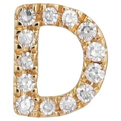 D Initial 14K (or 18k upon request) Yellow Gold Diamond Letter Stud Earrings