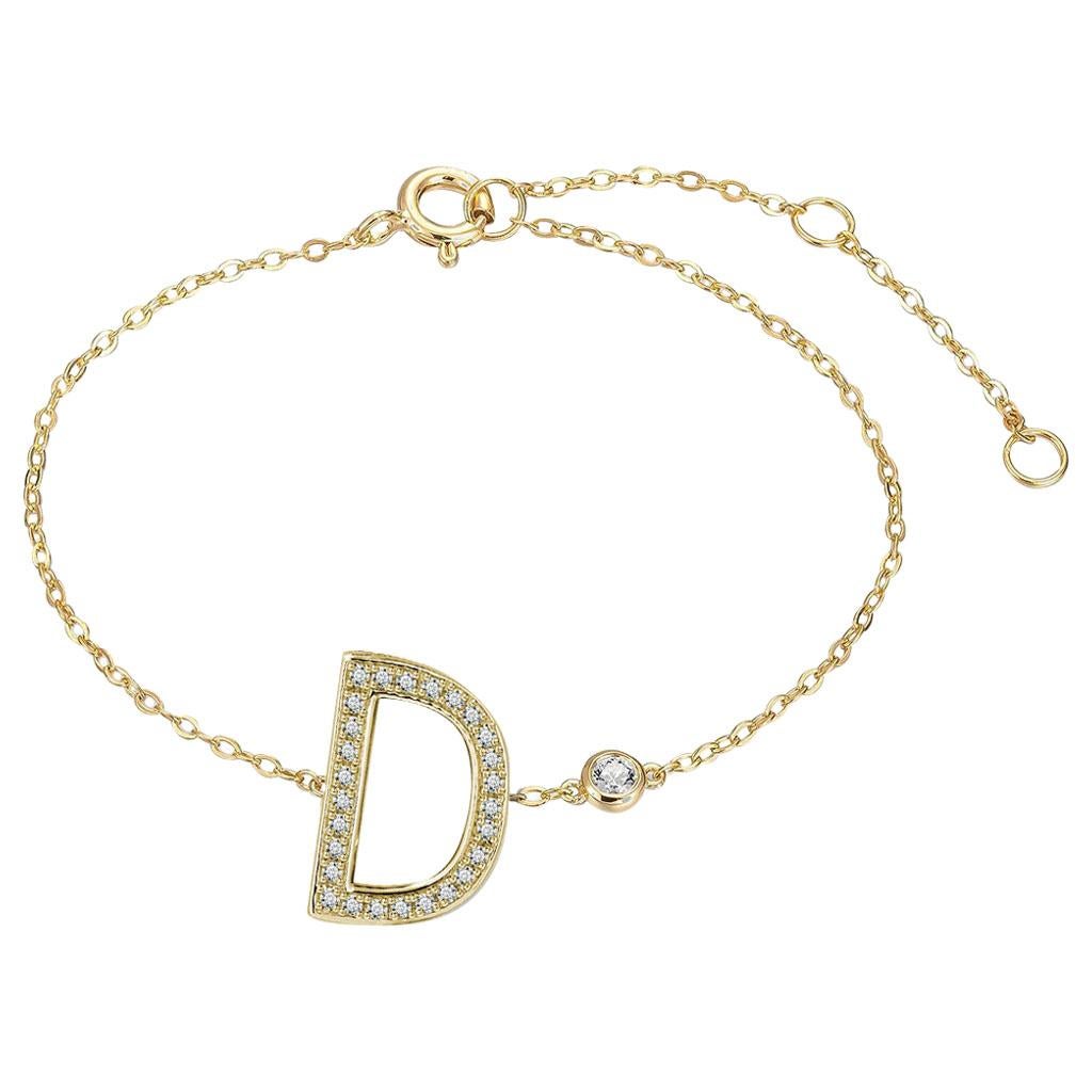 D-Initial Bezel Chain Anklet For Sale