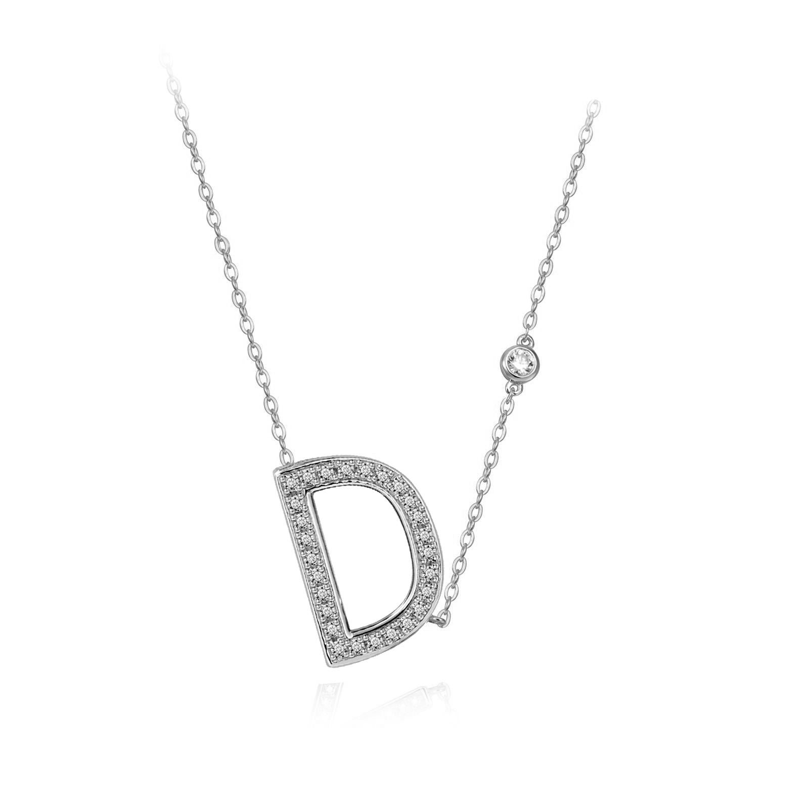 Modern D Initial Bezel Chain Necklace For Sale