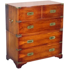 D Jordon & Sons Ltd Stamped Vintage Military Campaign Chest of Drawers Yew Wood