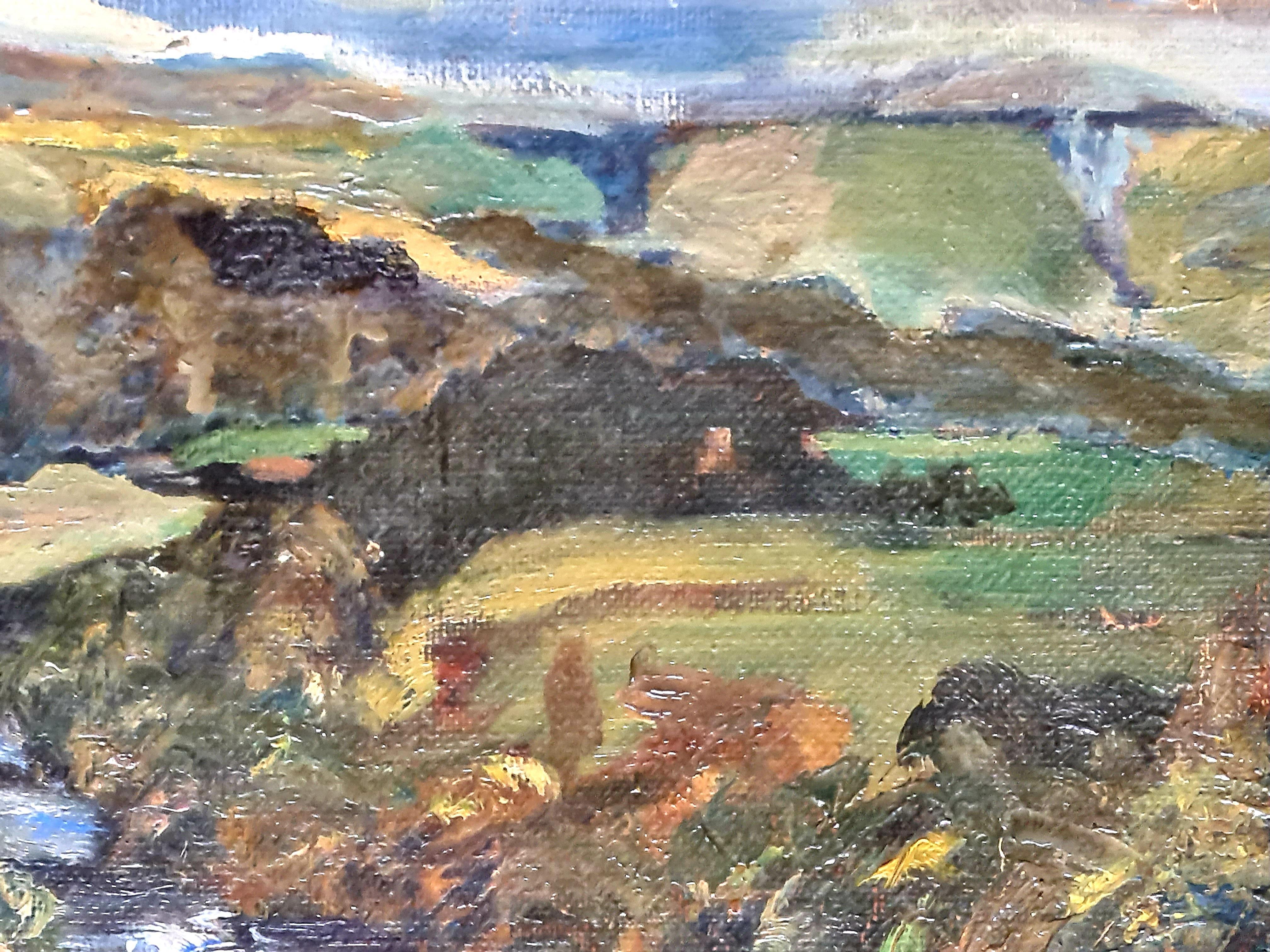 Impressionist Oil on Canvas, The Salmon Pool, Canonbie, Scotland For Sale 5